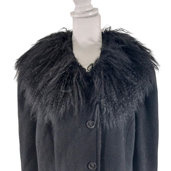 ASHLEY STEWART! STUNNING BLACK FULL LENGTH ALPACA TRIMMED DRESS COAT! SZ 1X - Picture 6 of 12